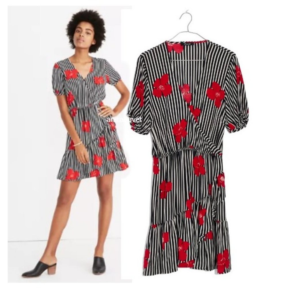 MADEWELL Ruffle Faux Wrap Dress Candied Orchids